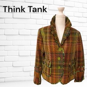 Think Tank Multi-Colored Brown, Green, Cream blazer/jacket